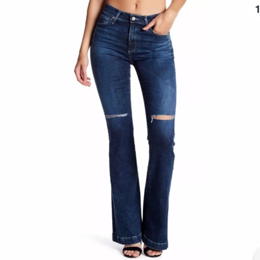 AG ‘The Janis’ Lightly Distressed High-Rise Flare Jeans